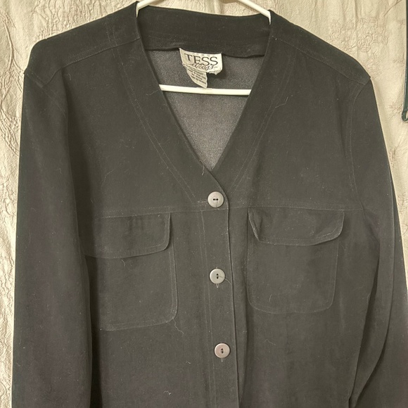 Tess Woman’s Vintage Long Sleeve Button Up Faux Suede Dress Black Size L - Picture 3 of 6